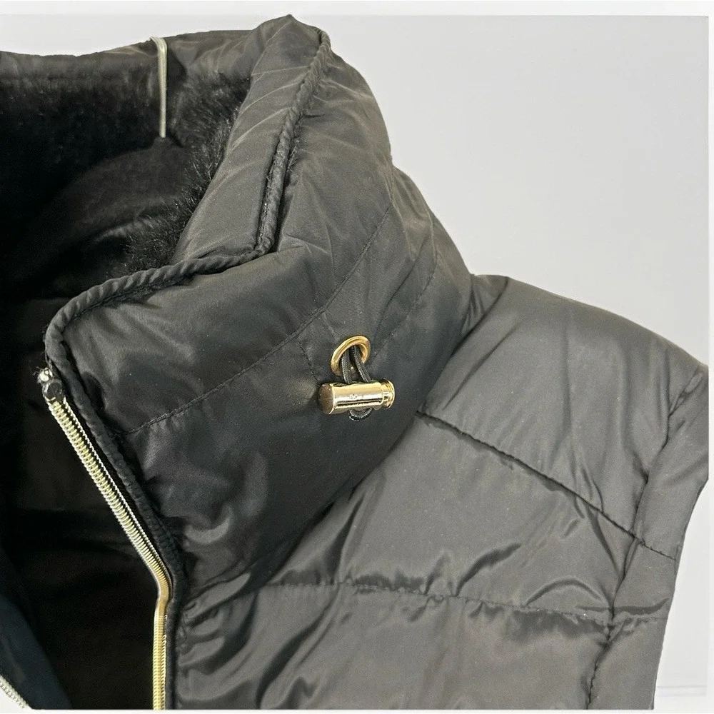 Special‎ One Womens XL Black Quilted Vest Jacket Faux Fur Full Zip Lined